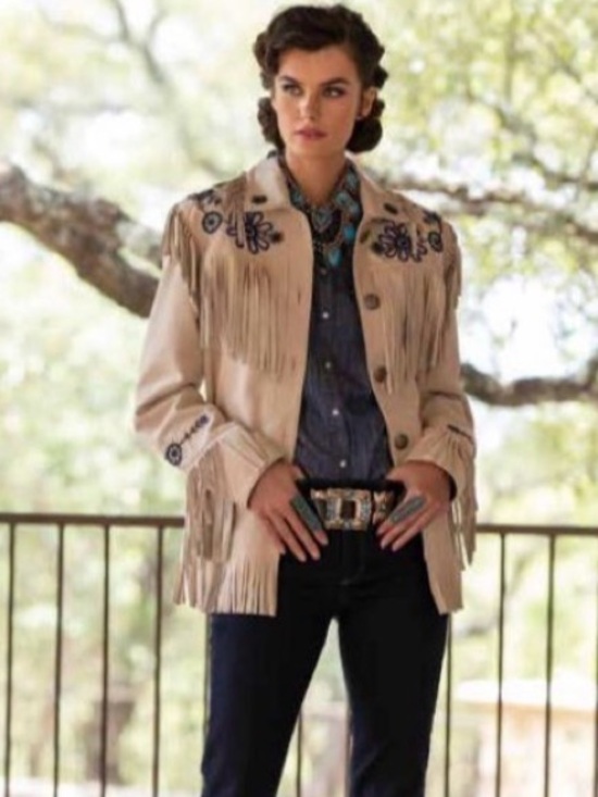 Double D Ranch Jackets & Blazers - Double D Ranch leather fringe Dunway Jacket embroidered concho RTL $1095 S NWOT